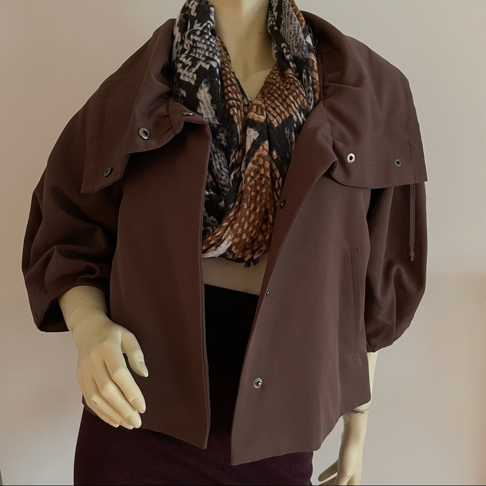 Population Brown Cropped Jacket With Oversized Co… - image 1